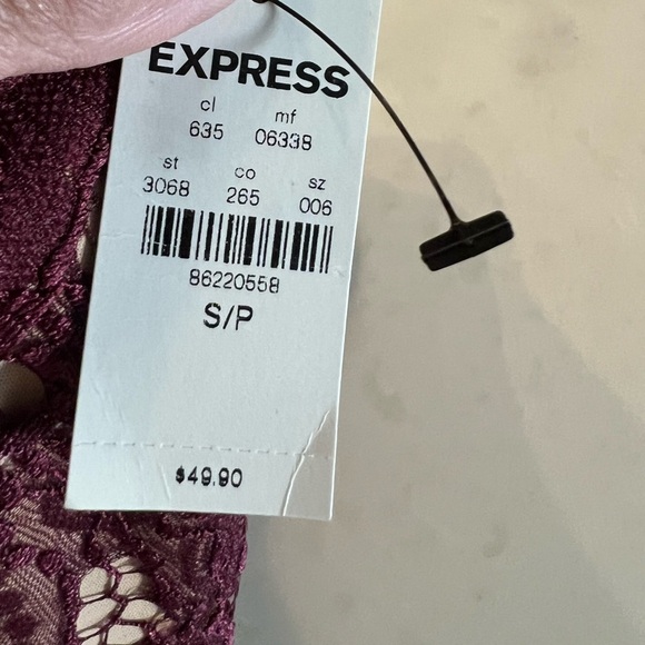 Express Burgundy Lace Skirt Set Top Size S/P Skirt Size 8 - Picture 8 of 9